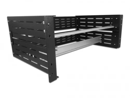 Delock 19  DIN-sín konzol, 4U, fekete (DL-42632)