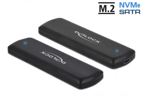 Delock Külső USB Type-C  kombinált ház M.2 NVMe PCIe vagy SATA SSD eszközhöz - szerszám mentes (DL-42633)