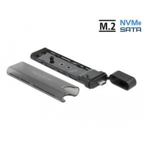   Delock Külső USB Type-C  kombinált ház M.2 NVMe PCIe vagy SATA SSD eszközhöz - szerszám mentes (DL-42635)