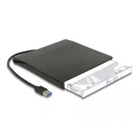  Delock Külső váz 12,7 mm magasságú, 5.25  Slim SATA meghajtókhoz SuperSpeed USB 5 Gbps A-típusú apa csatlakozóval (DL-42636)