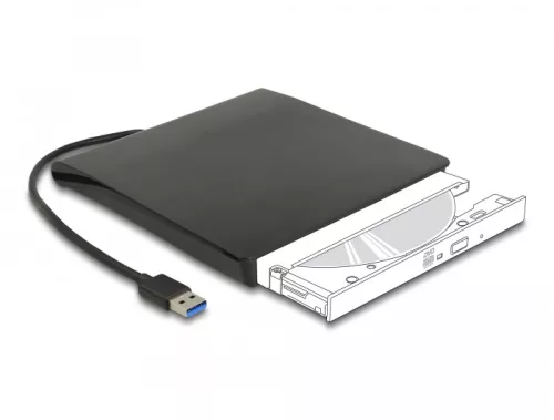 Delock Külső váz 12,7 mm magasságú, 5.25  Slim SATA meghajtókhoz SuperSpeed USB 5 Gbps A-típusú apa csatlakozóval (DL-42636)