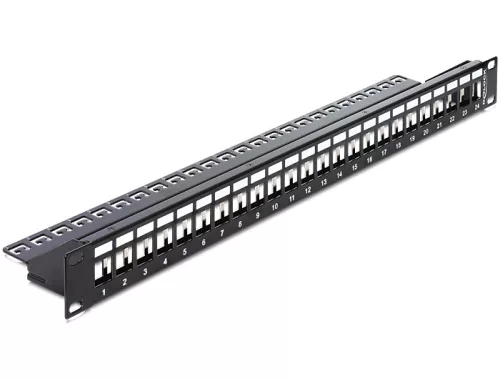 Delock 19"-s 24 portos Keystone patchpanel tehermentesítővel (DL-43277)