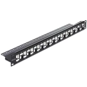   Delock 19" méretű, 24db lépcsőzetes elrendezésű porttal rendelkező Keystone patchpanel tehermentesít (DL-43278)