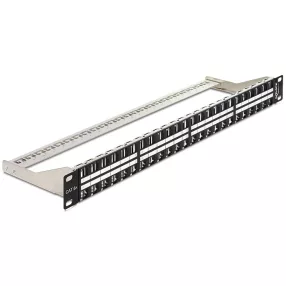   Delock 19" méretű, 48 portos Keystone 1U patchpanel tehermentesítővel (DL-43280)