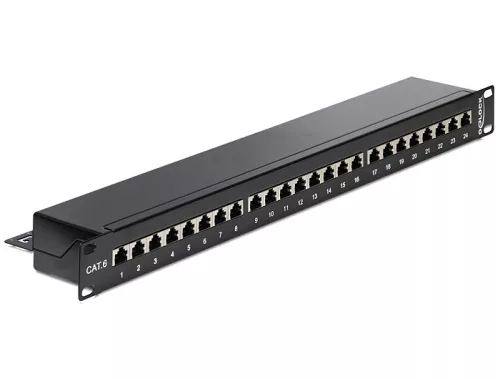 Delock 19  Patch Panel 24 portos Cat.6 fekete (DL-43298)