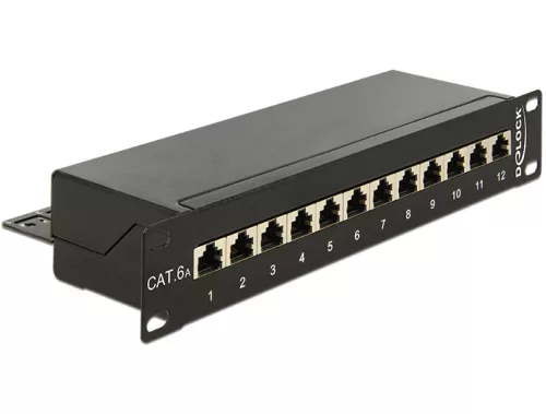 Delock 10  Patch Panel 12 portos Cat.6A fekete színű (DL-43310)