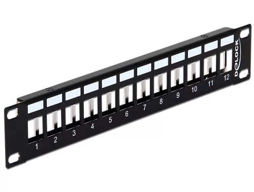 Delock 10  Keystone Patch Panel 12 portos fém, fekete színű (DL-43326)
