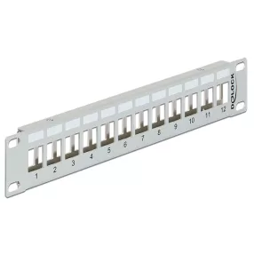   Delock 10  Keystone Patch Panel 12 portos fém, szürke színű (DL-43327)