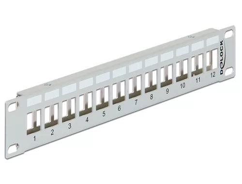 Delock 10  Keystone Patch Panel 12 portos fém, szürke színű (DL-43327)