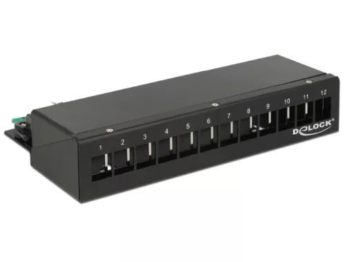 Delock Keystone asztali patch panel 12 portos fekete (DL-43339)