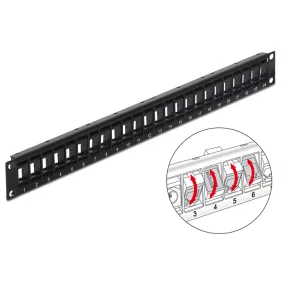   Delock 19" Keystone Patch Panel 24 portos, forgatható fekete (DL-43340)