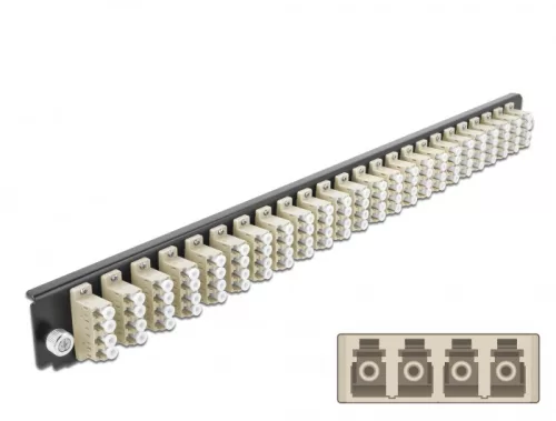 Delock 19  kötő doboz első panele 24 porttal LC Quad bézs (DL-43371)