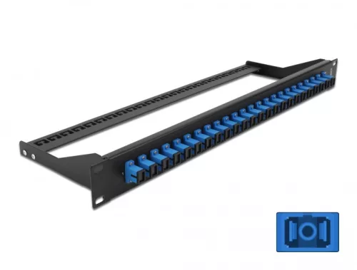 Delock 19  száloptikás csatlakozó panel 24 portos SC Simplex kék (DL-43380)