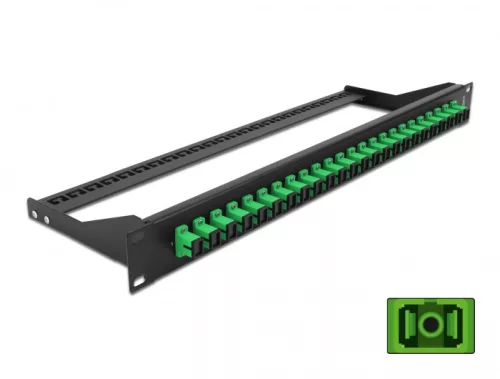 Delock 19  száloptikás csatlakozó panel 24 portos SC Simplex zöld (DL-43381)