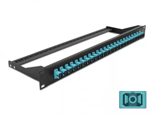 Delock 19  száloptikás csatlakozó panel 24 portos SC Simplex vízkék (DL-43383)