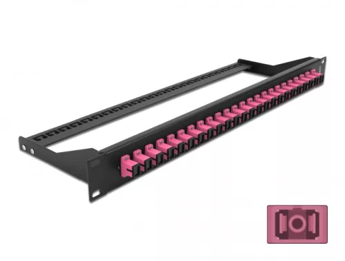 Delock 19  száloptikás csatlakozó panel 24 portos SC Simplex ibolya (DL-43384)
