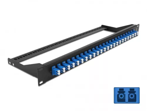 Delock 19  száloptikás csatlakozó panel 24 portos LC Duplex kék (DL-43386)