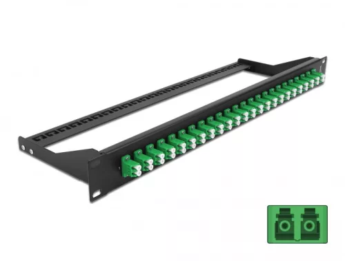 Delock 19  száloptikás csatlakozó panel 24 portos LC Duplex zöld (DL-43387)