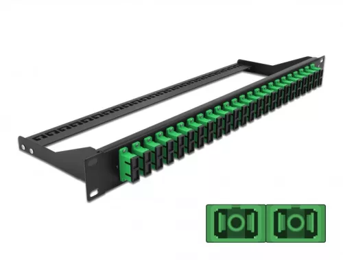 Delock 19  száloptikás csatlakozó panel 24 portos SC Duplex zöld (DL-43393)
