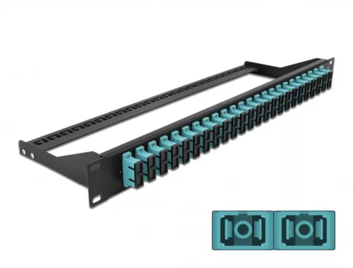 Delock 19  száloptikás csatlakozó panel 24 portos SC Duplex vízkék (DL-43395)