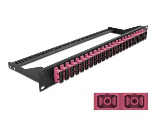 Delock 19  száloptikás csatlakozó panel 24 portos SC Duplex ibolya (DL-43396)
