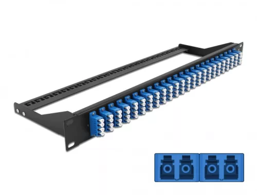 Delock 19  száloptikás csatlakozó panel 24 portos LC Quad kék (DL-43398)