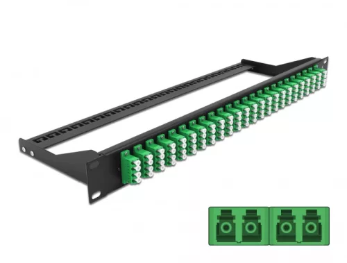 Delock 19  száloptikás csatlakozó panel 24 portos LC Quad zöld (DL-43399)