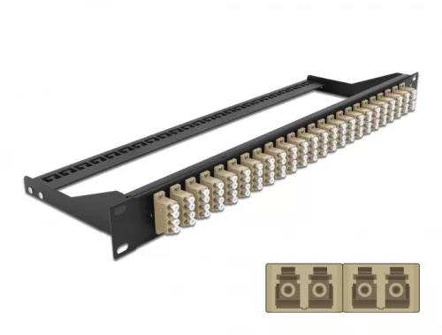Delock 19  száloptikás csatlakozó panel 24 portos LC Quad bézs (DL-43400)
