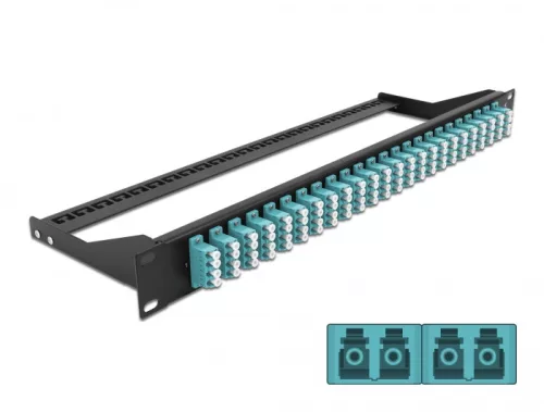 Delock 19  száloptikás csatlakozó panel 24 portos LC Quad vízkék (DL-43401)