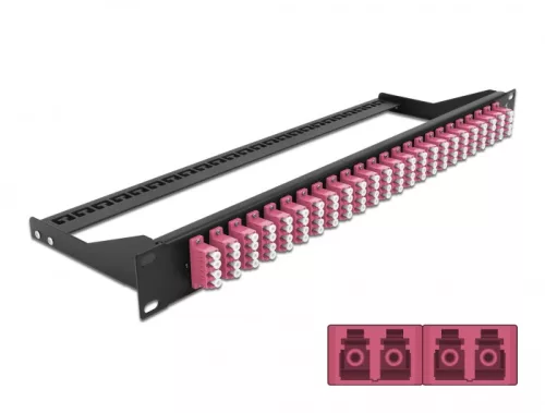Delock 19  száloptikás csatlakozó panel 24 portos LC Quad ibolya (DL-43403)