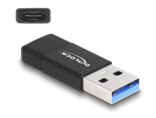 Delock USB 3.2 Gen 2 adapter A-típusú USB apa - USB Type-C  anya fekete (DL-60001)