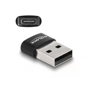   Delock USB 2.0 adapter A-típusú USB apa - USB Type-C  anya fekete (DL-60002)