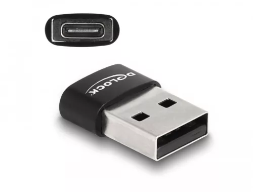 Delock USB 2.0 adapter A-típusú USB apa - USB Type-C  anya fekete (DL-60002)