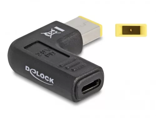 Delock Laptop töltőkábel adapter USB Type-C  anya - Lenovo 11,0 x 4,5 mm apa 90  fokban hajlított (DL-60003)