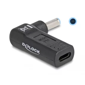   Delock Laptop töltőkábel adapter USB Type-C  anya - HP 4,5 x 3,0 mm apa 90  fokban hajlított (DL-60004)