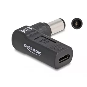   Delock Laptop töltőkábel adapter USB Type-C  anya - HP 7,4 x 5,0 mm apa 90  fokban hajlított (DL-60005)