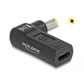   Delock Laptop töltőkábel adapter USB Type-C  anya - HP 4,8 x 1,7 mm apa 90  fokban hajlított (DL-60006)