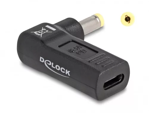 Delock Laptop töltőkábel adapter USB Type-C  anya - HP 4,8 x 1,7 mm apa 90  fokban hajlított (DL-60006)