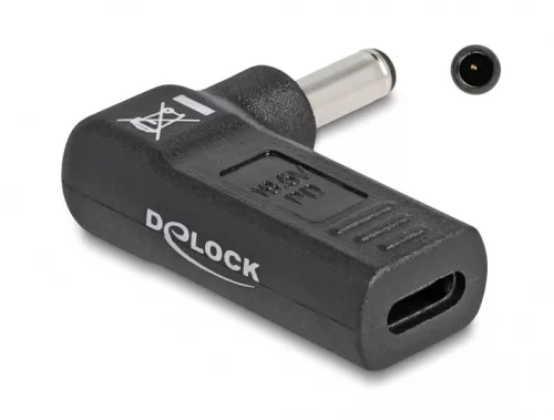 Delock Laptop töltőkábel adapter USB Type-C  anya - Dell 4,5 x 3,0 mm apa 90  fokban hajlított (DL-60007)