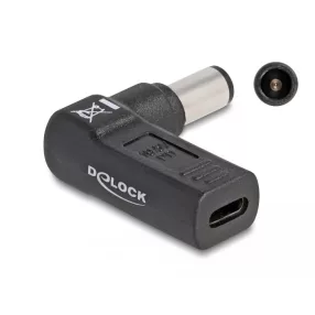   Delock Laptop töltőkábel adapter USB Type-C  anya - Dell 7,4 x 5,0 mm apa 90  fokban hajlított (DL-60008)