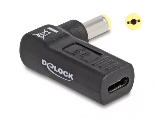 Delock Laptop töltőkábel adapter USB Type-C  anya - Acer 5,5 x 1,7 mm apa 90  fokban hajlított (DL-60009)