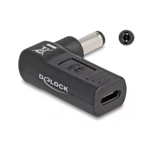   Delock Laptop töltőkábel adapter USB Type-C  anya - 5,5 x 2,1 mm apa 90  fokban hajlított (DL-60010)