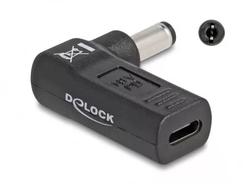Delock Laptop töltőkábel adapter USB Type-C  anya - 5,5 x 2,1 mm apa 90  fokban hajlított (DL-60010)