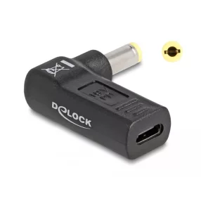   Delock Laptop töltőkábel adapter USB Type-C  anya - 5,5 x 2,5 mm apa 90  fokban hajlított (DL-60011)