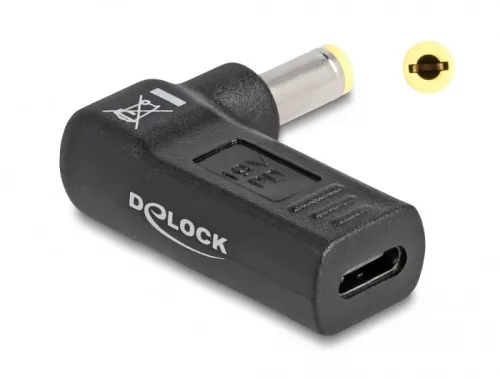 Delock Laptop töltőkábel adapter USB Type-C  anya - 5,5 x 2,5 mm apa 90  fokban hajlított (DL-60011)