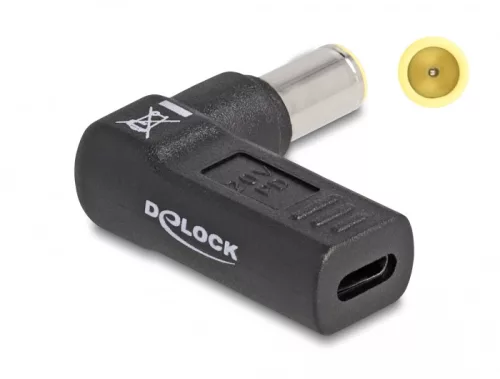 Delock Laptop töltőkábel adapter USB Type-C  anya - IBM 7,9 x 5,5 mm apa 90  fokban hajlított (DL-60012)