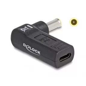   Delock Laptop töltőkábel adapter USB Type-C  anya - Samsung 5,5 x 3,0 mm apa 90  fokban hajlított (DL-60013)