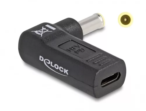 Delock Laptop töltőkábel adapter USB Type-C  anya - Samsung 5,5 x 3,0 mm apa 90  fokban hajlított (DL-60013)
