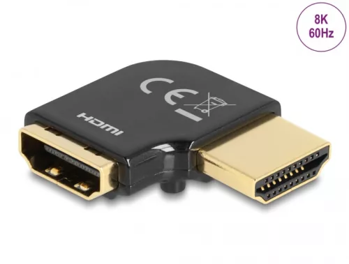 Delock HDMI adapter apa - anya 90 fok balra hajlítva 8K 60 Hz fém (DL-60018)