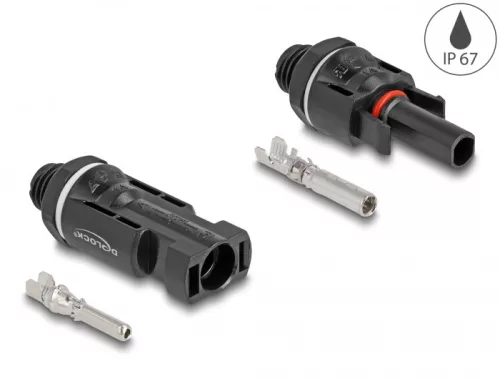 Delock DL4 szolár csatlakozó krimpeléshez, apa és anya 2 db fekete (DL-60028)